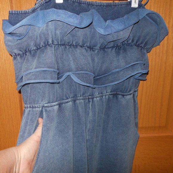 NWT!!! Ruffled WHITE BIRCH Knit Denim Jumpsuit - Picture 4 of 10